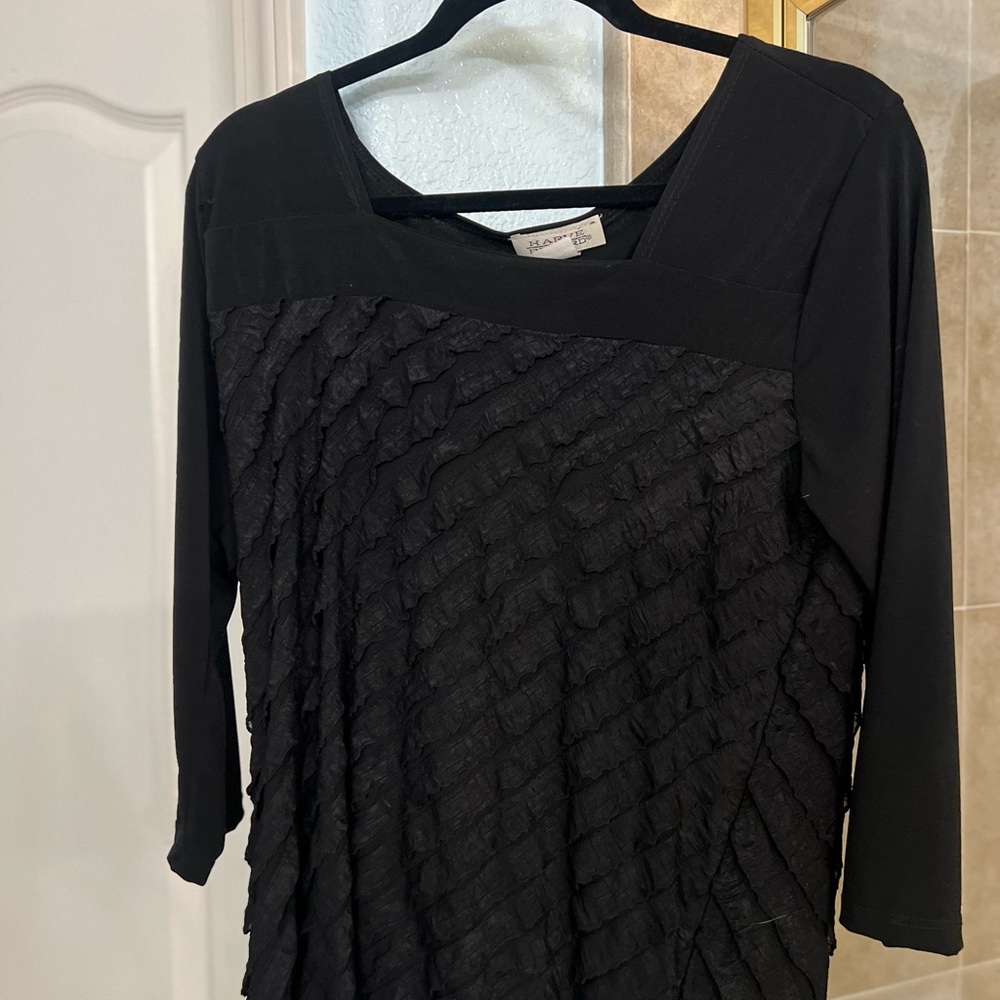 Harve Benard Black Textured Women's Blouse